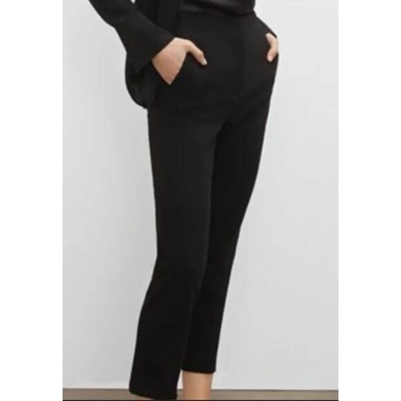 Club Monaco black seam front notch hem cropped trouser pant 8 - Picture 1 of 11